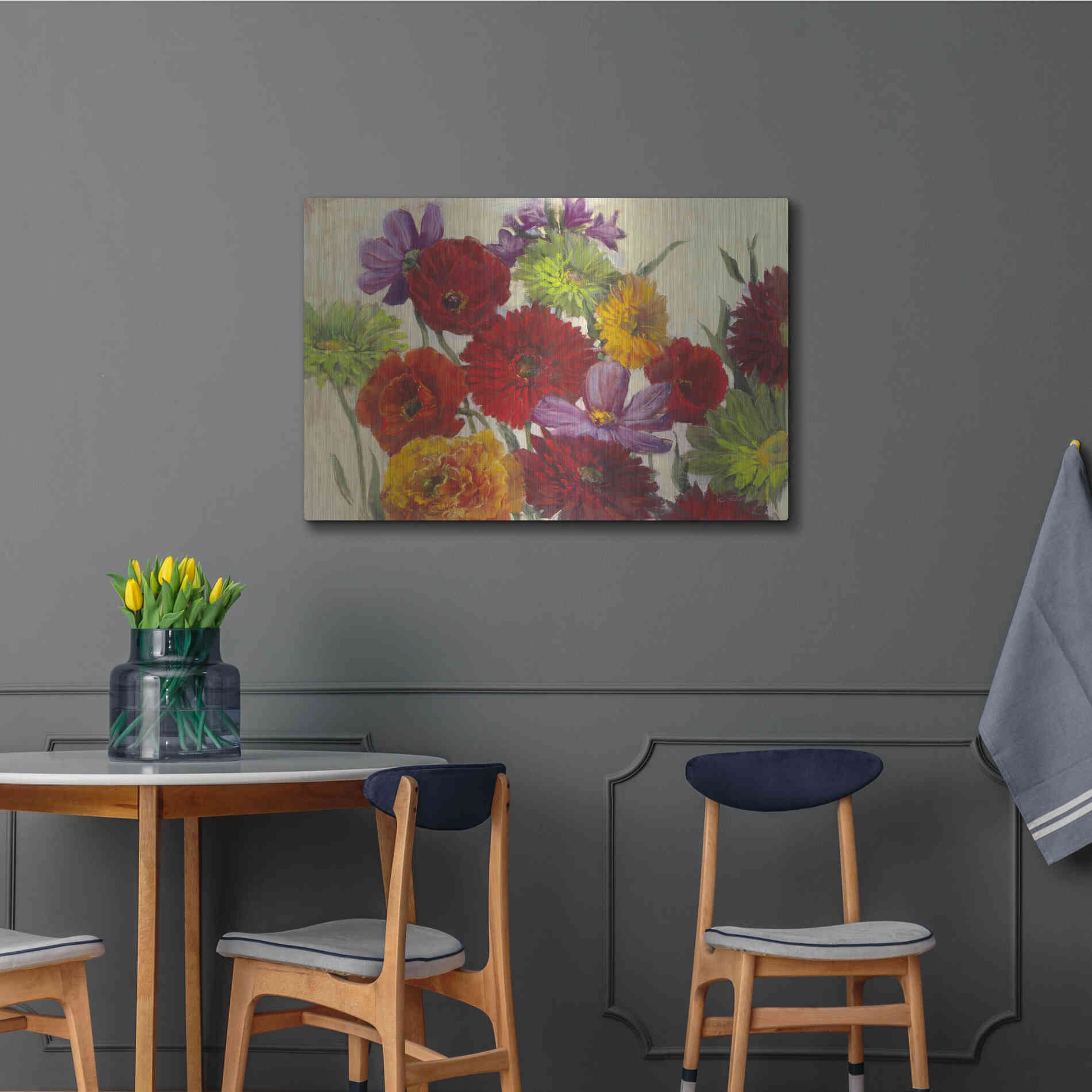 Luxe Metal Art 'Flower Scatter' by Carol Rowan, Metal Wall Art,36x24