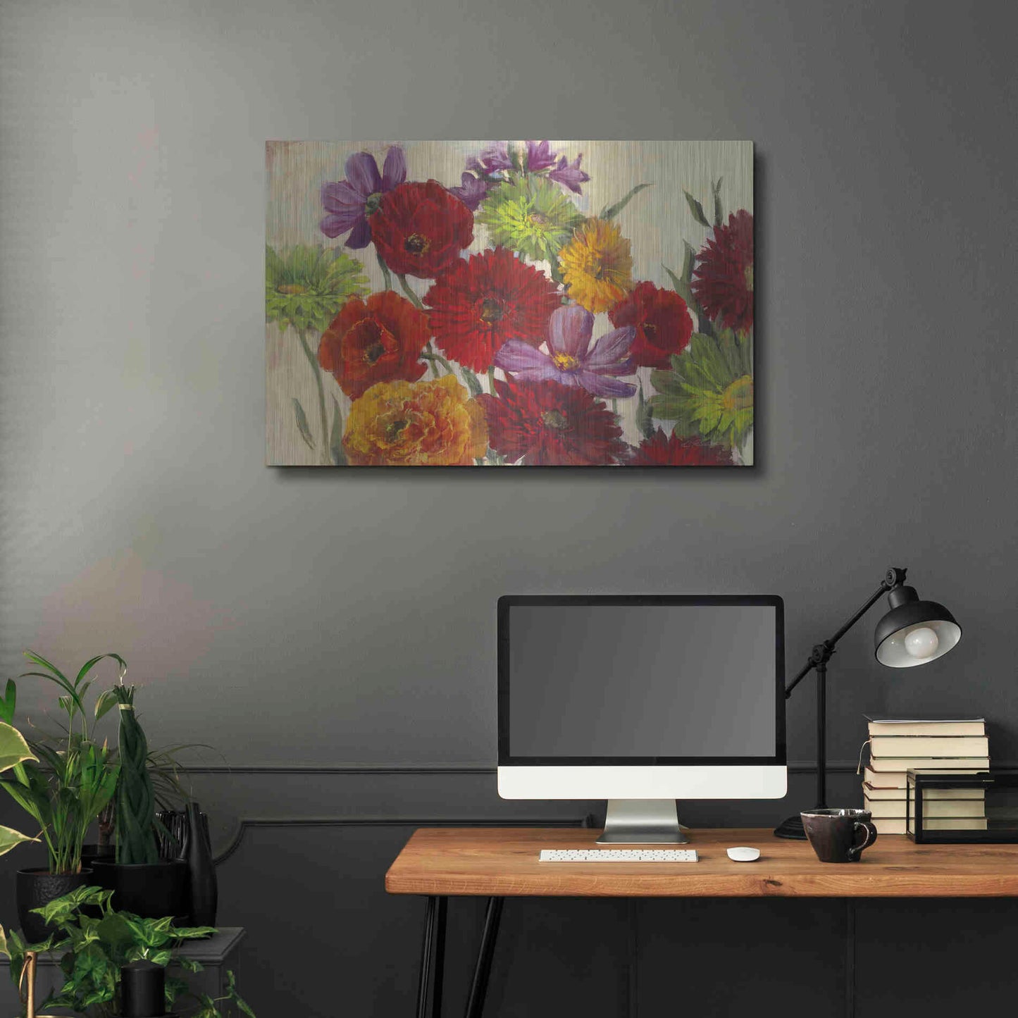 Luxe Metal Art 'Flower Scatter' by Carol Rowan, Metal Wall Art,36x24