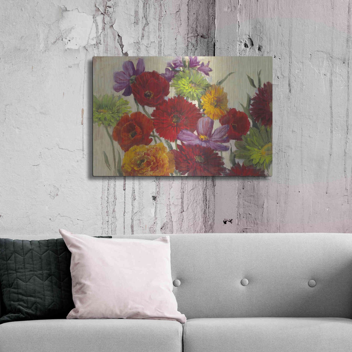 Luxe Metal Art 'Flower Scatter' by Carol Rowan, Metal Wall Art,36x24