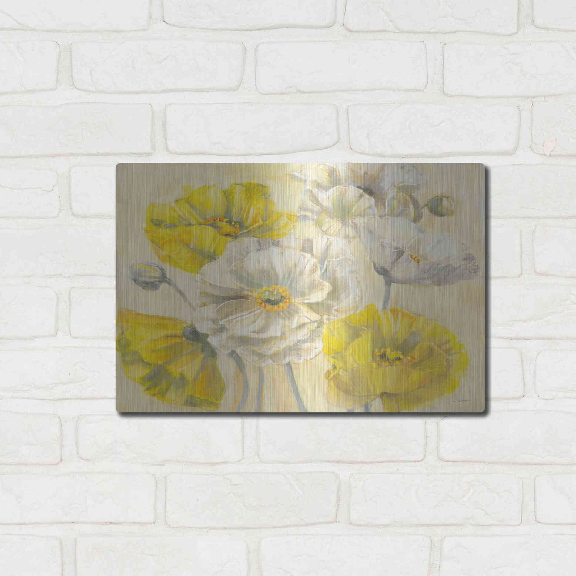 Luxe Metal Art 'Comtemporary Poppies II V2' by Carol Rowan, Metal Wall Art,16x12