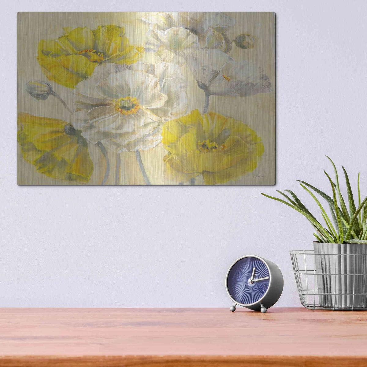 Luxe Metal Art 'Comtemporary Poppies II V2' by Carol Rowan, Metal Wall Art,16x12
