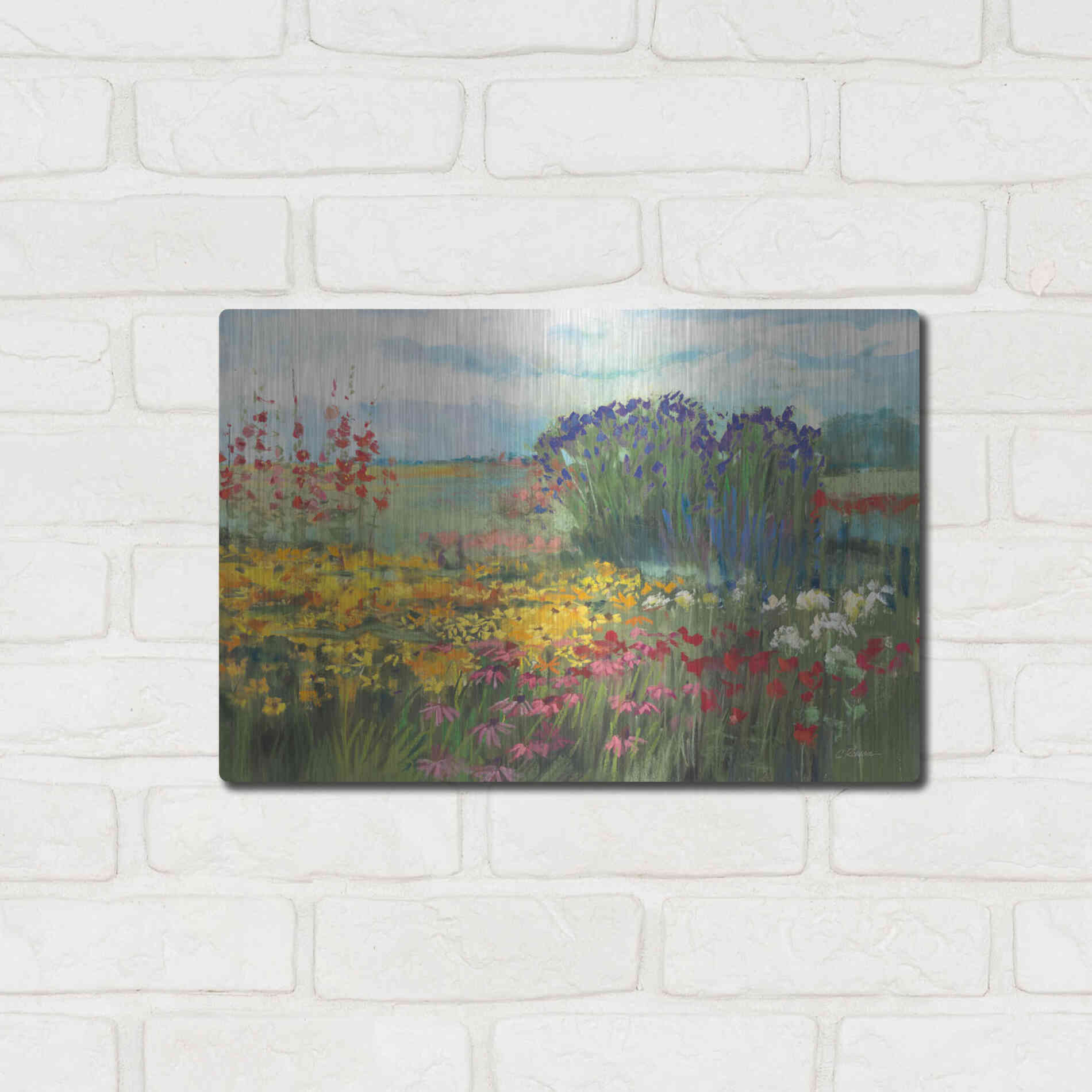 Luxe Metal Art 'Garden Border' by Carol Rowan, Metal Wall Art,16x12