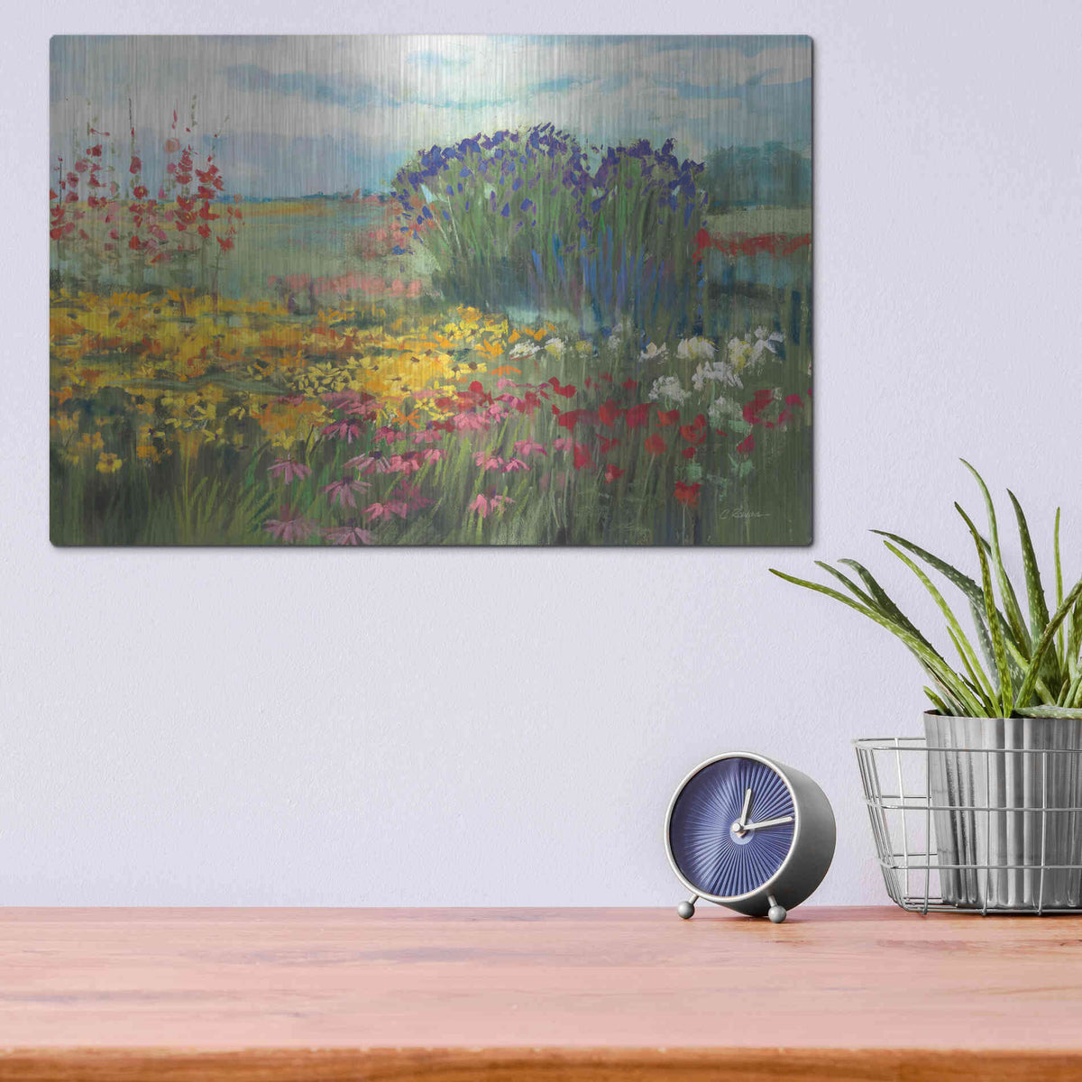 Luxe Metal Art 'Garden Border' by Carol Rowan, Metal Wall Art,16x12