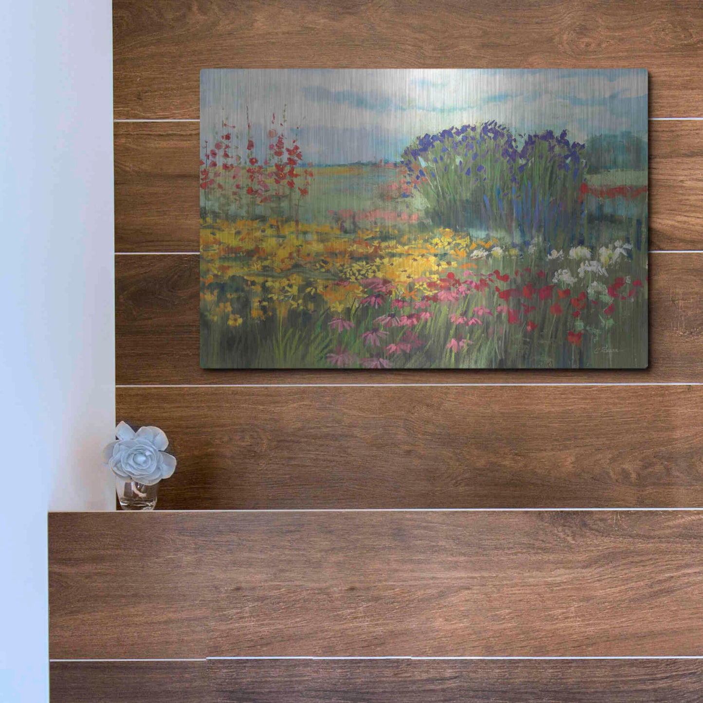 Luxe Metal Art 'Garden Border' by Carol Rowan, Metal Wall Art,16x12