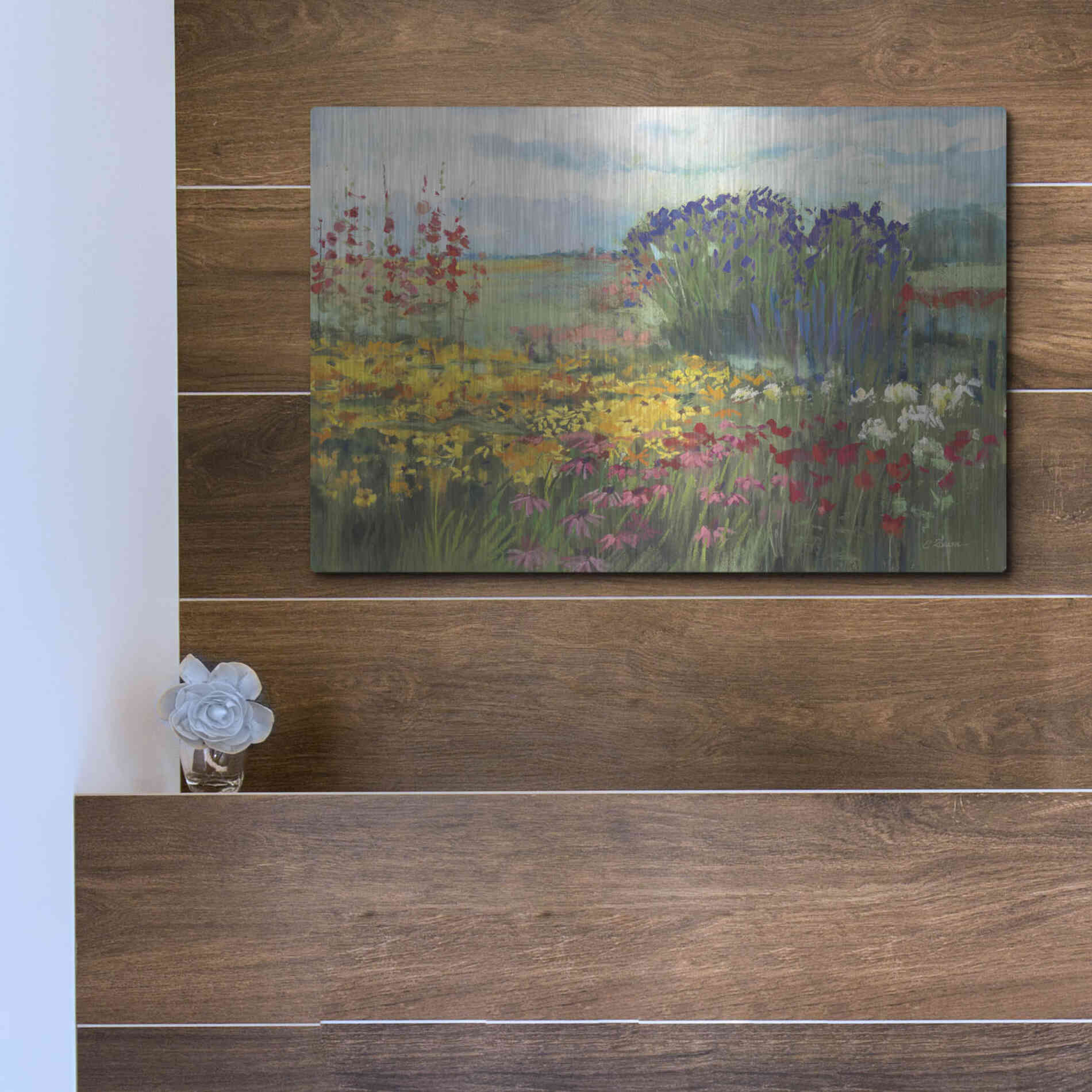 Luxe Metal Art 'Garden Border' by Carol Rowan, Metal Wall Art,16x12