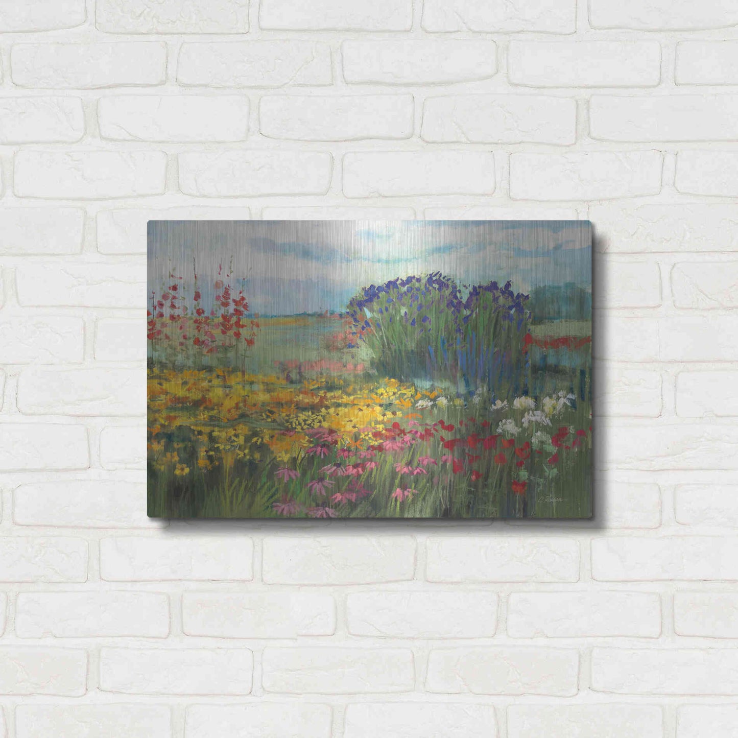 Luxe Metal Art 'Garden Border' by Carol Rowan, Metal Wall Art,24x16