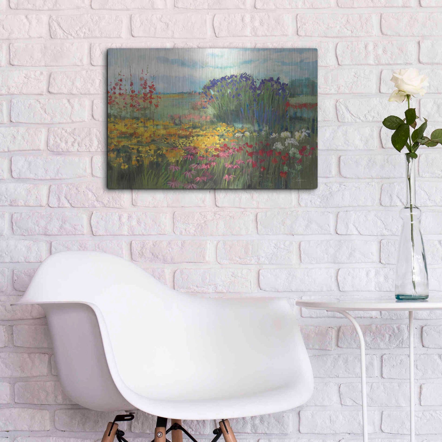 Luxe Metal Art 'Garden Border' by Carol Rowan, Metal Wall Art,24x16