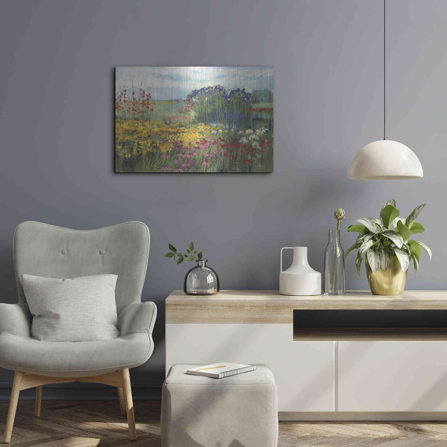 Luxe Metal Art 'Garden Border' by Carol Rowan, Metal Wall Art,24x16