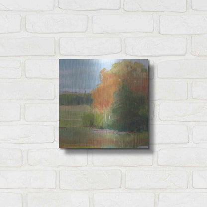 Luxe Metal Art 'Abstract Field II Bright Blue Sky' by Carol Rowan, Metal Wall Art,12x12