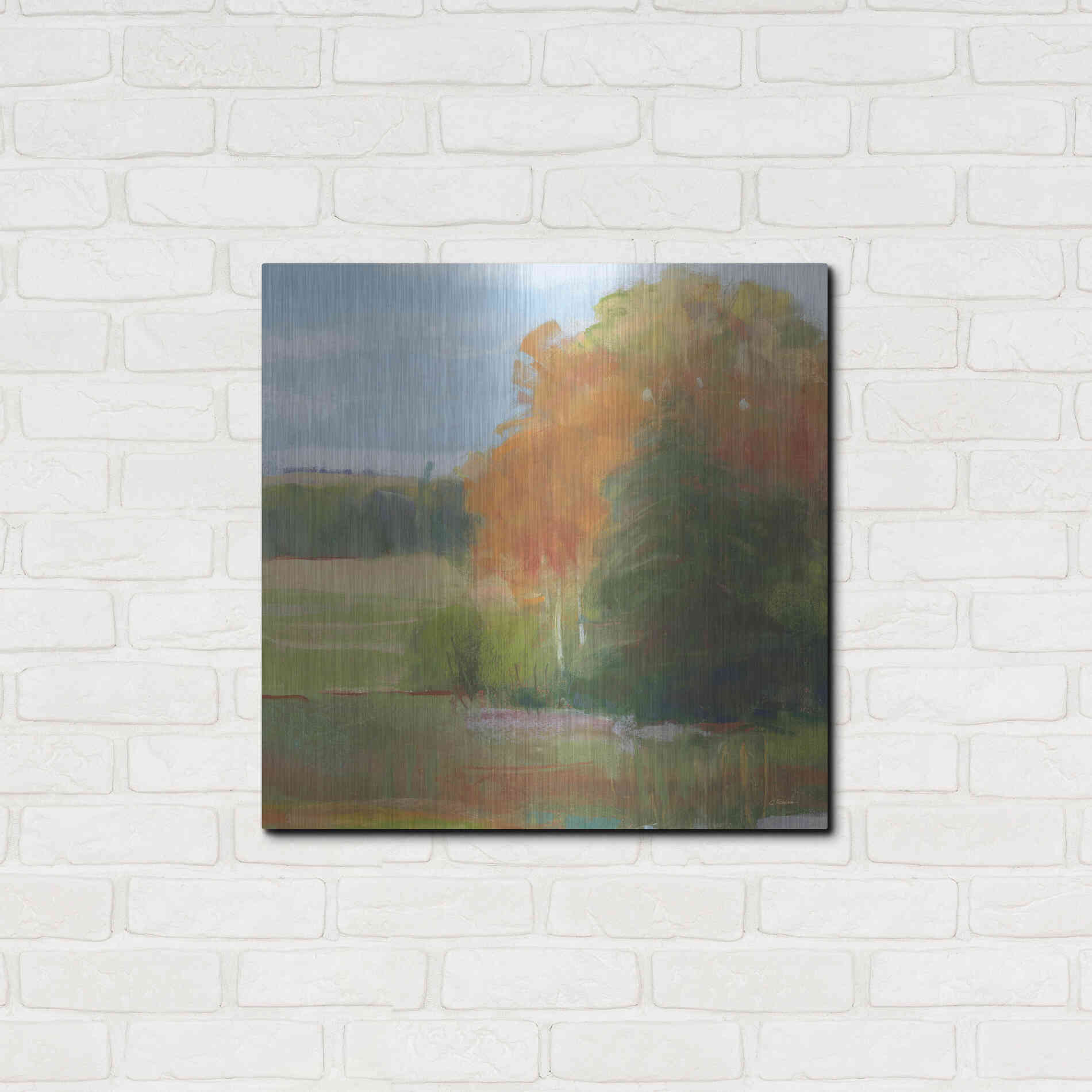 Luxe Metal Art 'Abstract Field II Bright Blue Sky' by Carol Rowan, Metal Wall Art,24x24