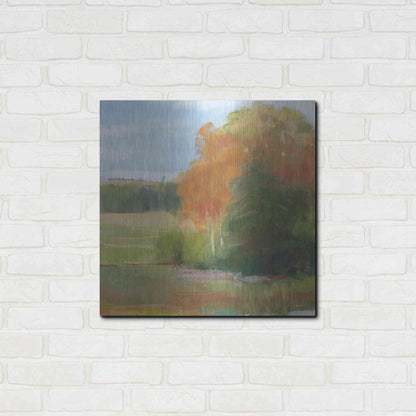 Luxe Metal Art 'Abstract Field II Bright Blue Sky' by Carol Rowan, Metal Wall Art,24x24