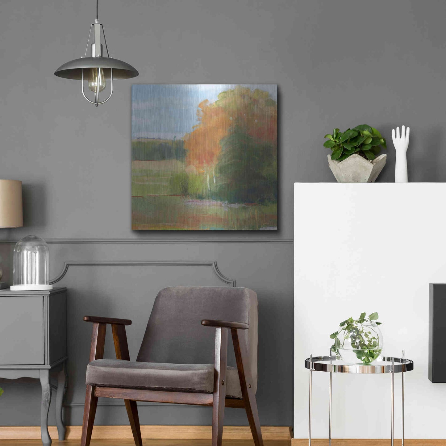 Luxe Metal Art 'Abstract Field II Bright Blue Sky' by Carol Rowan, Metal Wall Art,24x24