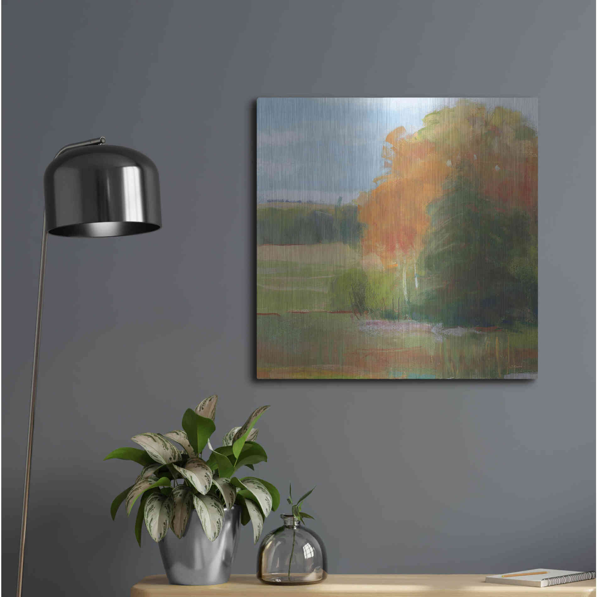 Luxe Metal Art 'Abstract Field II Bright Blue Sky' by Carol Rowan, Metal Wall Art,24x24