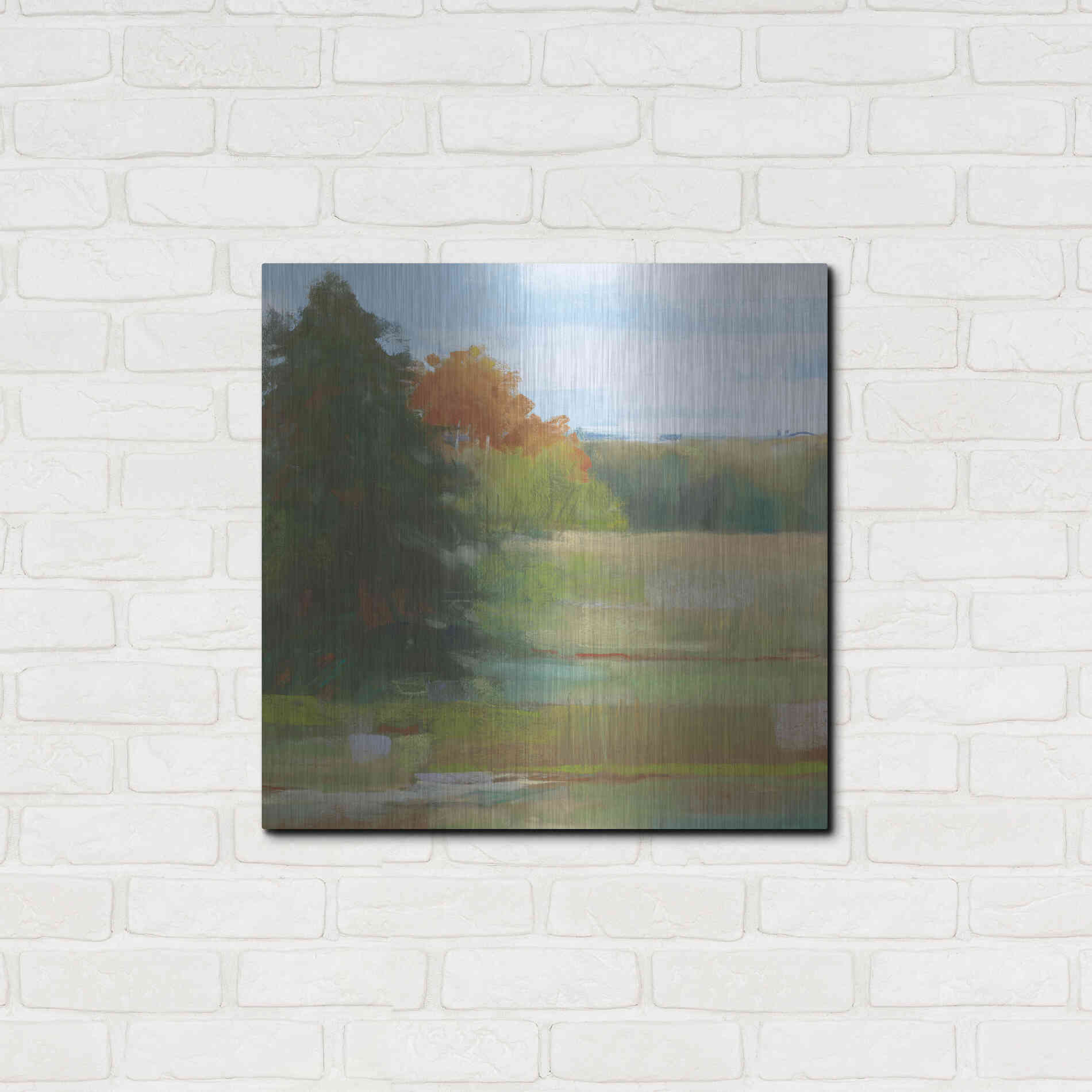 Luxe Metal Art 'Abstract Field I Bright Blue Sky' by Carol Rowan, Metal Wall Art,24x24