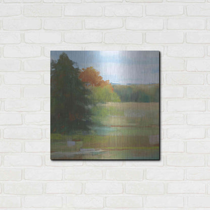 Luxe Metal Art 'Abstract Field I Bright Blue Sky' by Carol Rowan, Metal Wall Art,24x24