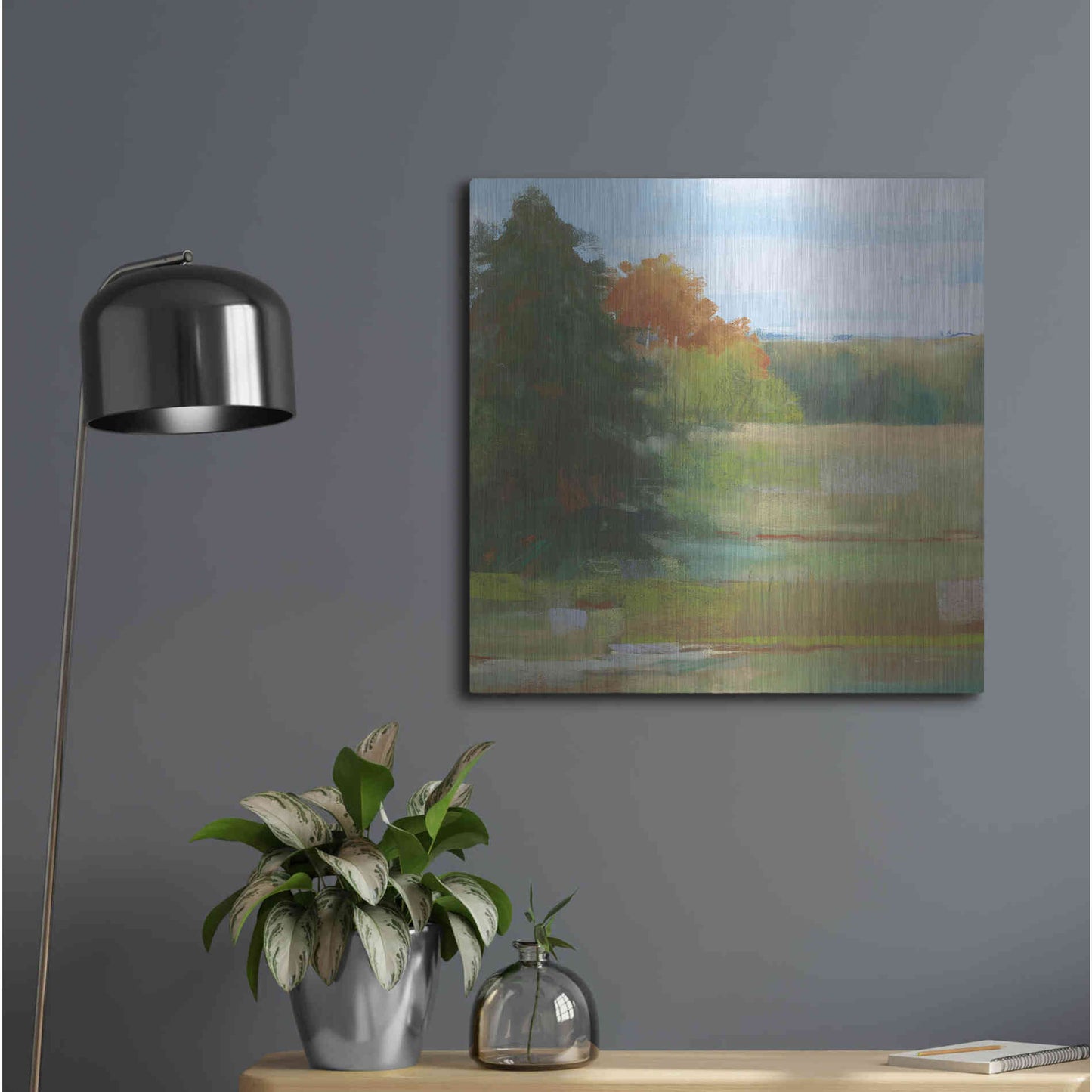 Luxe Metal Art 'Abstract Field I Bright Blue Sky' by Carol Rowan, Metal Wall Art,24x24