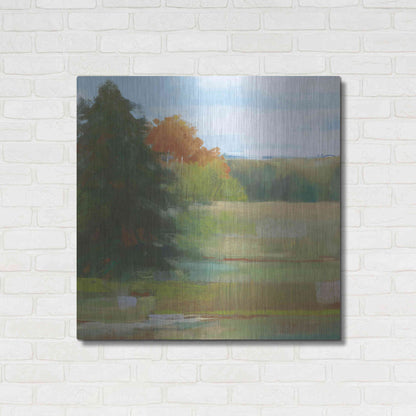 Luxe Metal Art 'Abstract Field I Bright Blue Sky' by Carol Rowan, Metal Wall Art,36x36