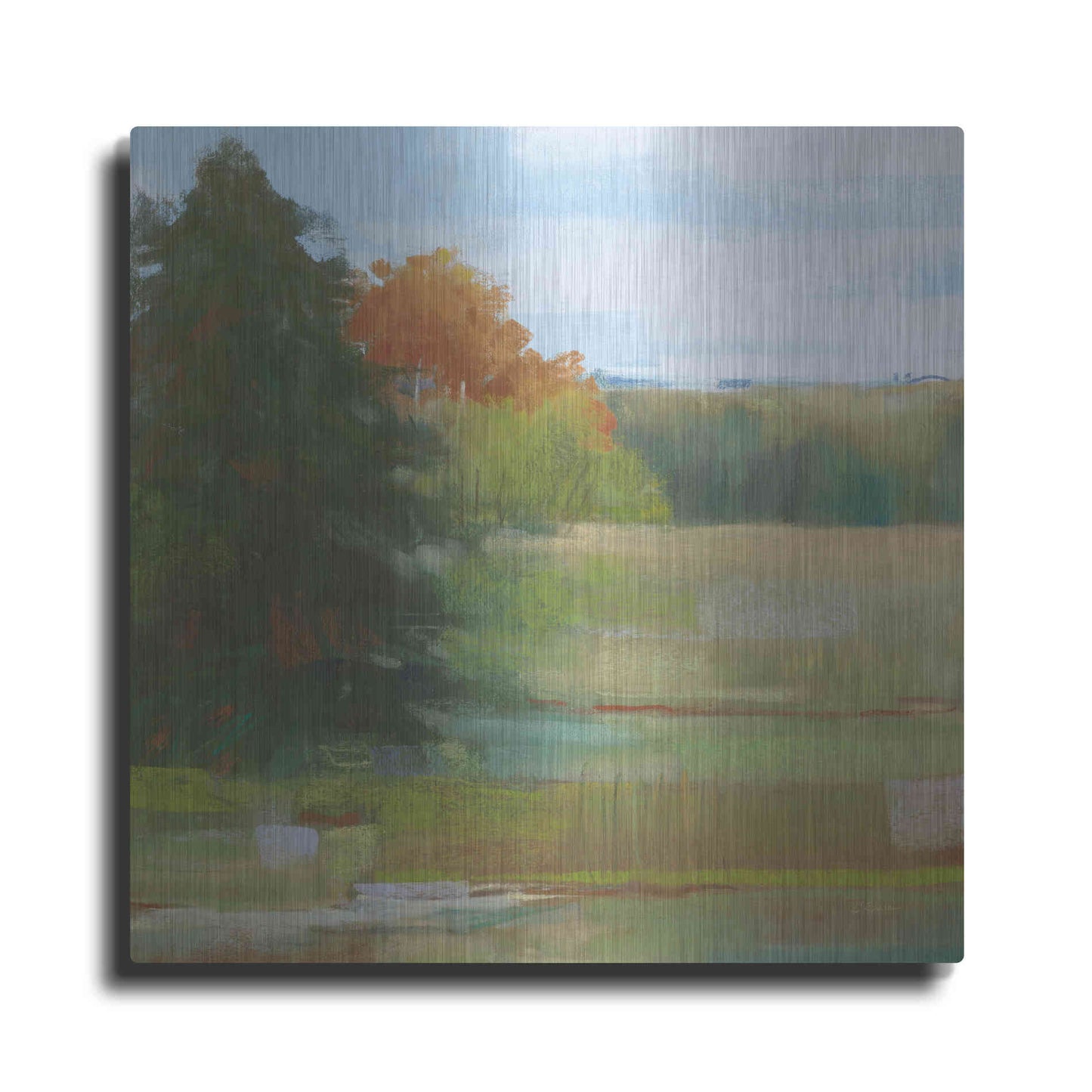 Luxe Metal Art 'Abstract Field I Bright Blue Sky' by Carol Rowan, Metal Wall Art