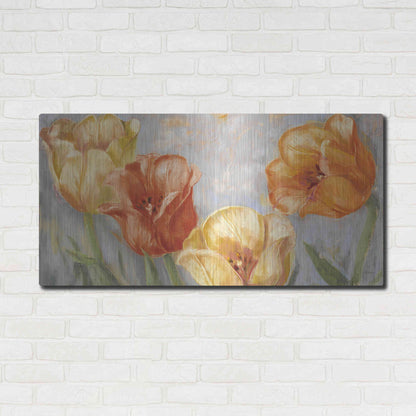 Luxe Metal Art 'Yellow Tulips Bold' by Carol Rowan, Metal Wall Art,48x24