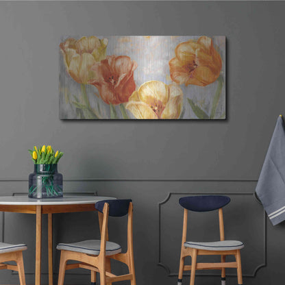 Luxe Metal Art 'Yellow Tulips Bold' by Carol Rowan, Metal Wall Art,48x24