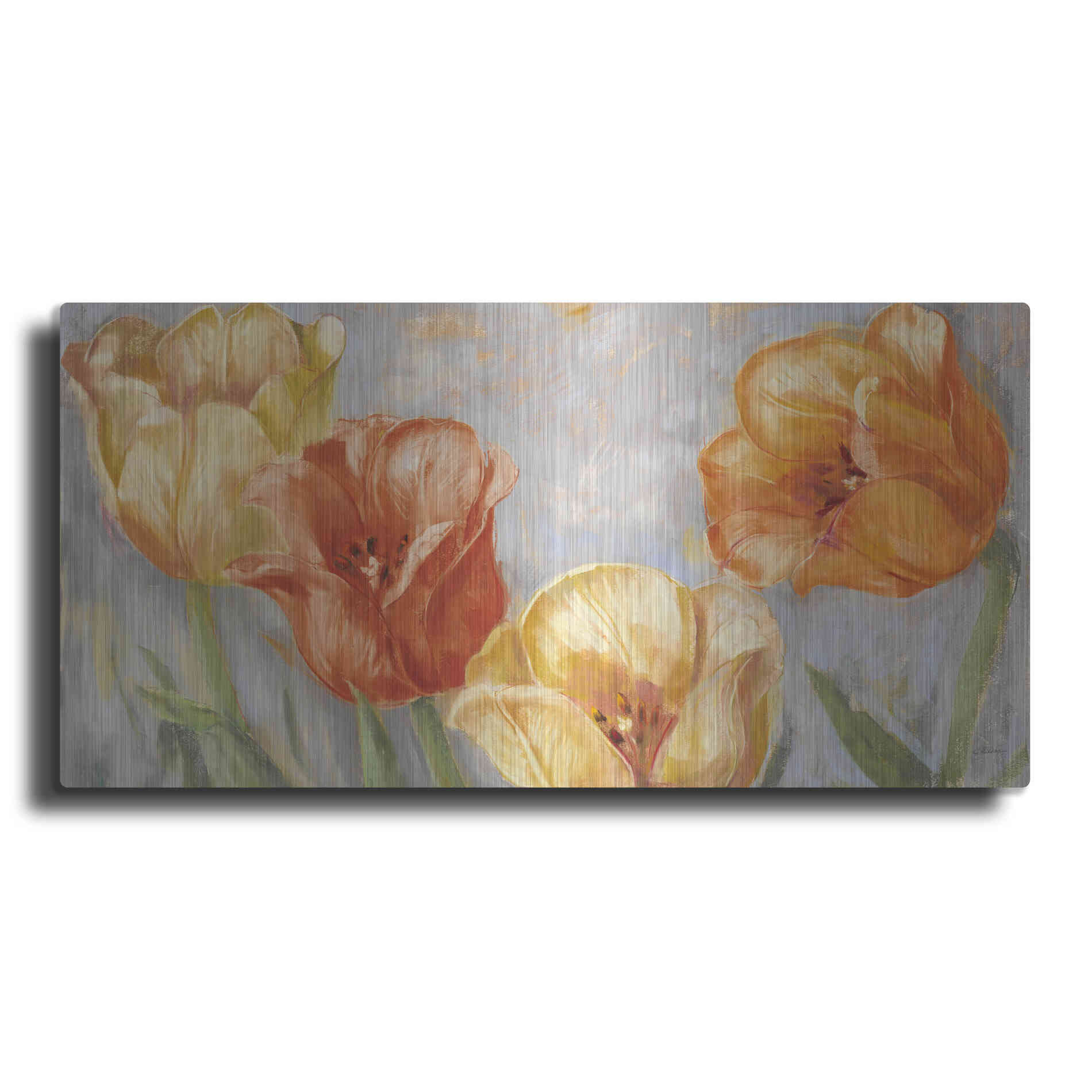 Luxe Metal Art 'Yellow Tulips Bold' by Carol Rowan, Metal Wall Art