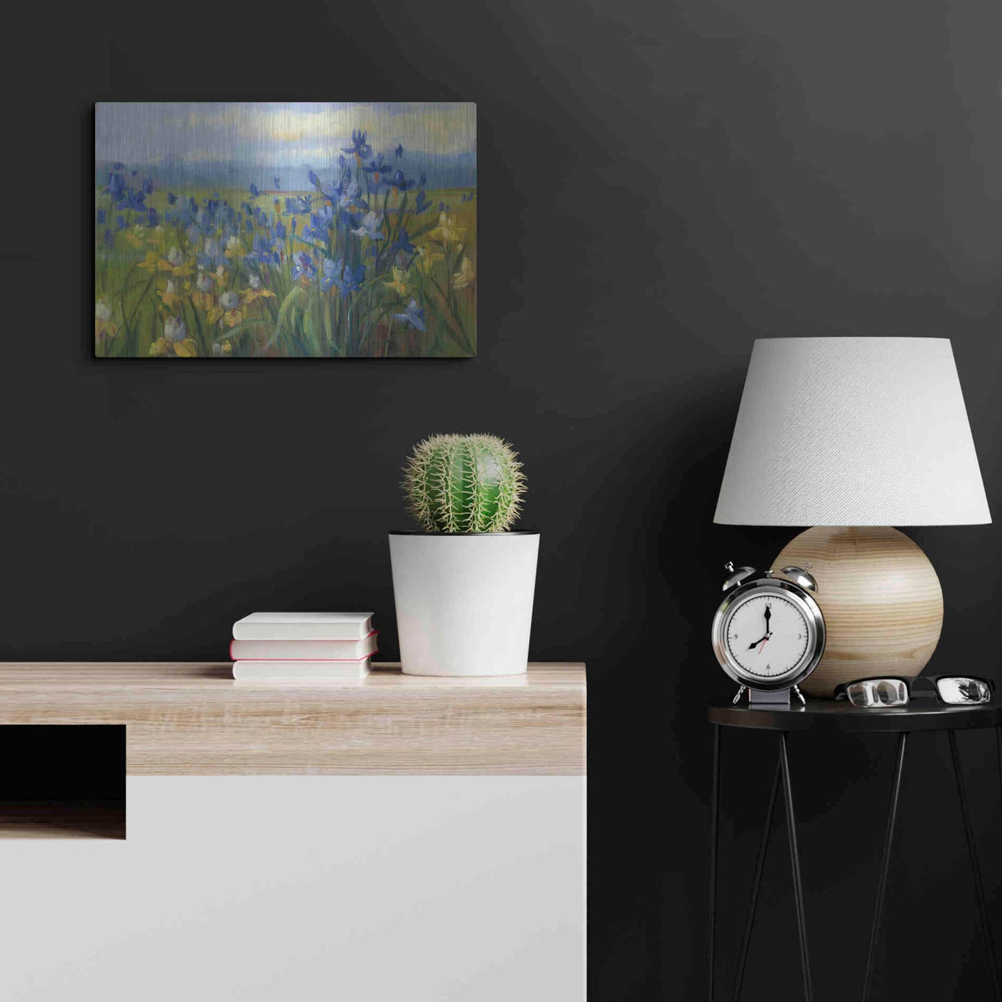 Luxe Metal Art 'Blue And Yellow Flower Field V2' by Carol Rowan, Metal Wall Art,24x16