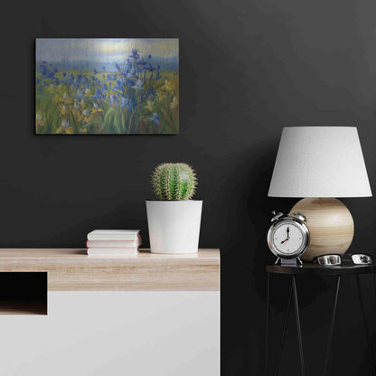 Luxe Metal Art 'Blue And Yellow Flower Field V2' by Carol Rowan, Metal Wall Art,24x16