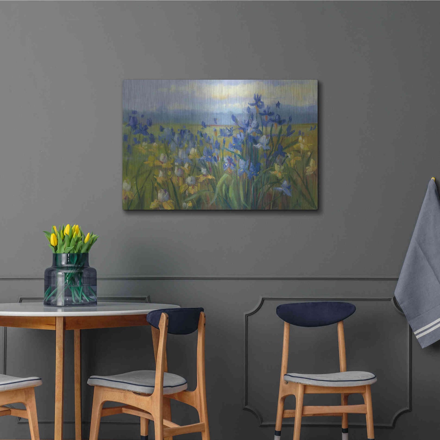 Luxe Metal Art 'Blue And Yellow Flower Field V2' by Carol Rowan, Metal Wall Art,36x24