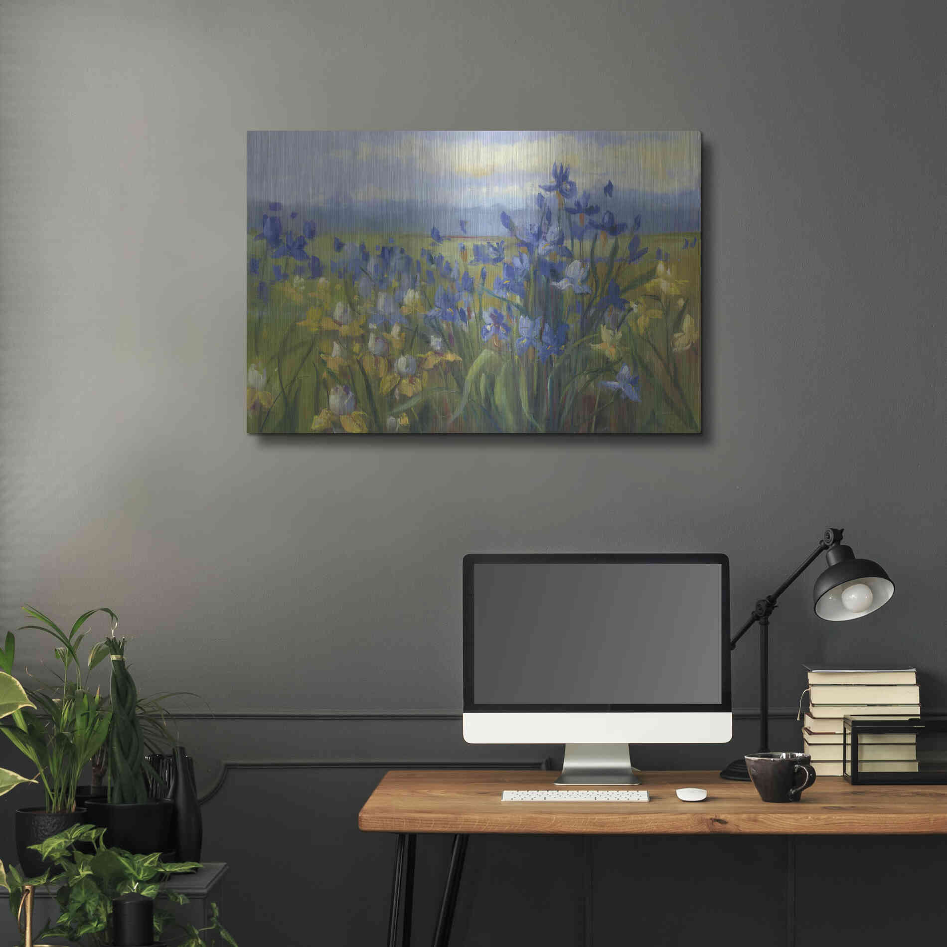 Luxe Metal Art 'Blue And Yellow Flower Field V2' by Carol Rowan, Metal Wall Art,36x24