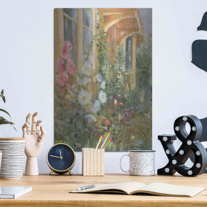 Luxe Metal Art 'Summer Hollyhocks' by Carol Rowan, Metal Wall Art,12x16