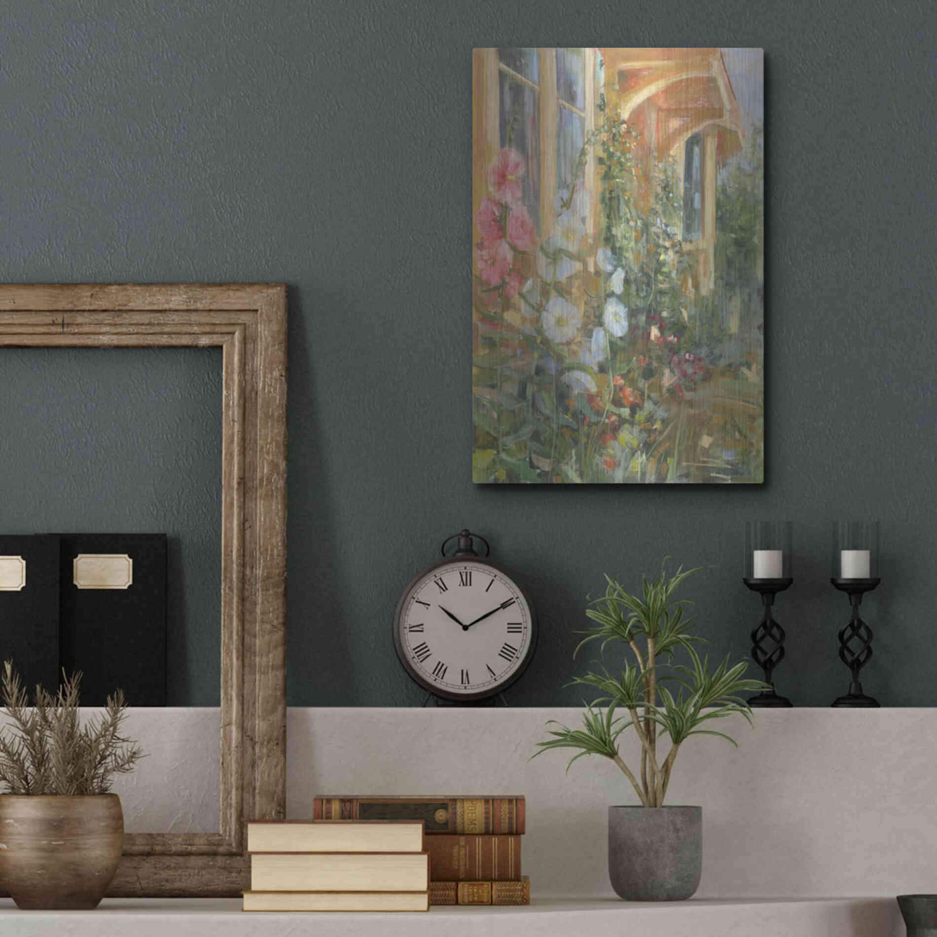 Luxe Metal Art 'Summer Hollyhocks' by Carol Rowan, Metal Wall Art,12x16