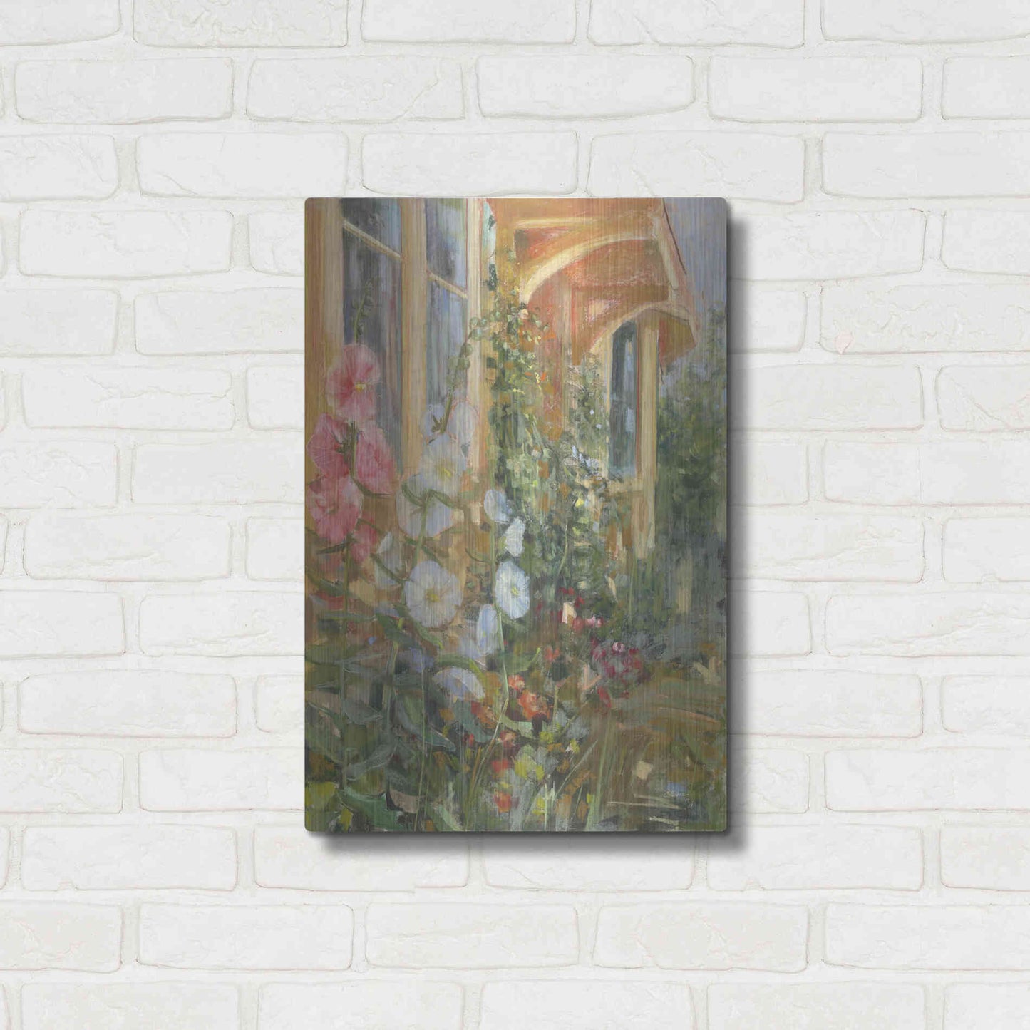 Luxe Metal Art 'Summer Hollyhocks' by Carol Rowan, Metal Wall Art,16x24