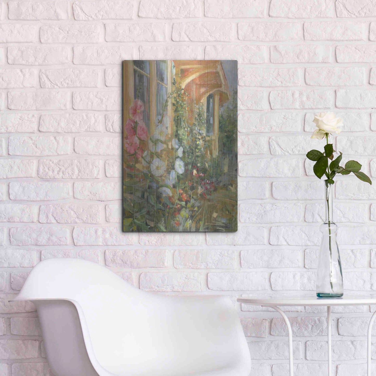 Luxe Metal Art 'Summer Hollyhocks' by Carol Rowan, Metal Wall Art,16x24