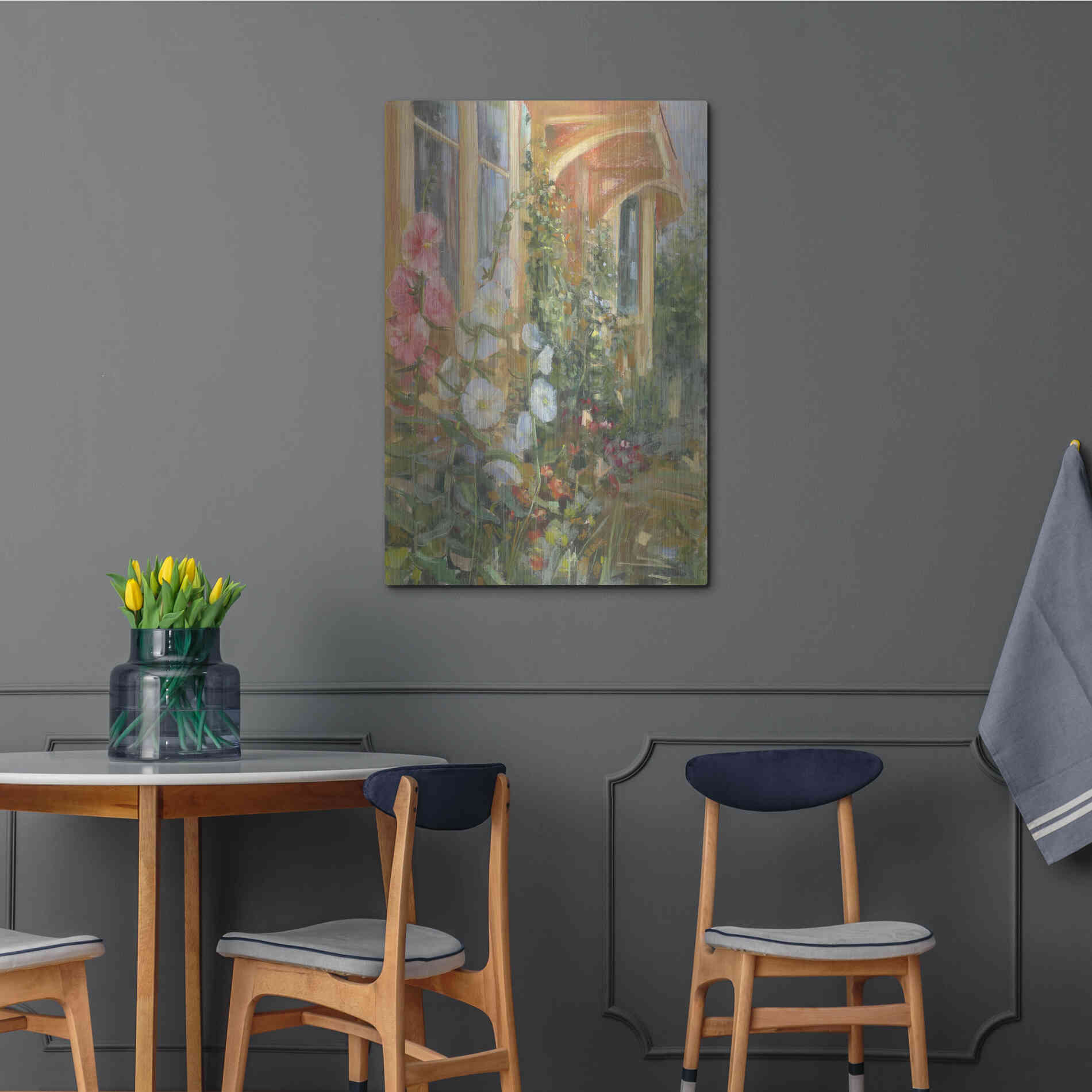 Luxe Metal Art 'Summer Hollyhocks' by Carol Rowan, Metal Wall Art,24x36