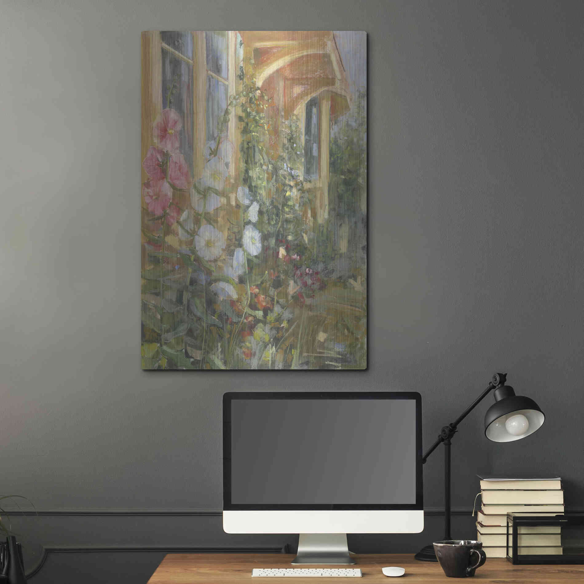 Luxe Metal Art 'Summer Hollyhocks' by Carol Rowan, Metal Wall Art,24x36