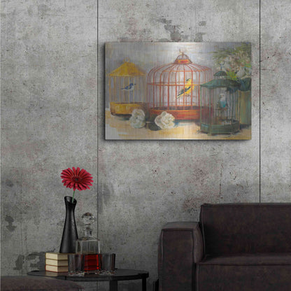 Luxe Metal Art 'Birdcage Trio' by Carol Rowan, Metal Wall Art,36x24