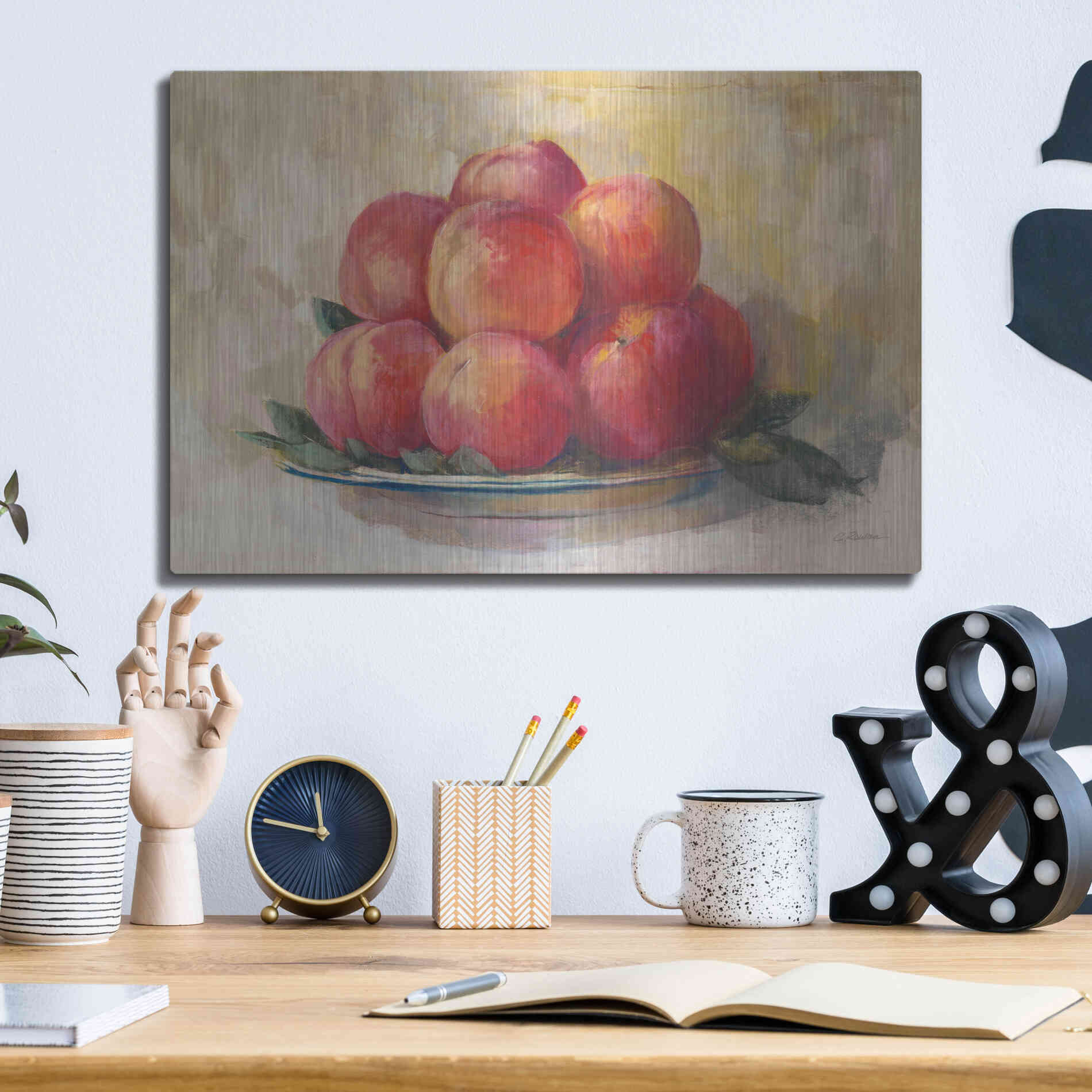 Luxe Metal Art 'Fruit Bowl' by Carol Rowan, Metal Wall Art,16x12