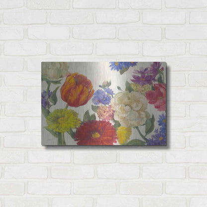 Luxe Metal Art 'Colorful Flowers On White' by Carol Rowan, Metal Wall Art,24x16