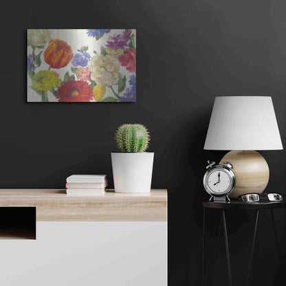 Luxe Metal Art 'Colorful Flowers On White' by Carol Rowan, Metal Wall Art,24x16