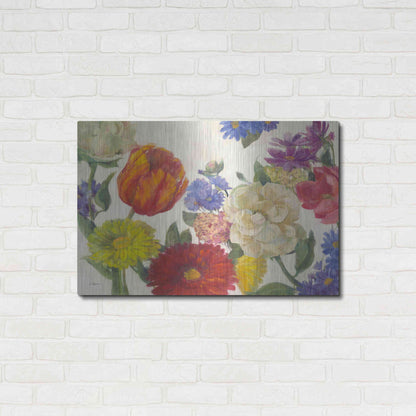 Luxe Metal Art 'Colorful Flowers On White' by Carol Rowan, Metal Wall Art,36x24