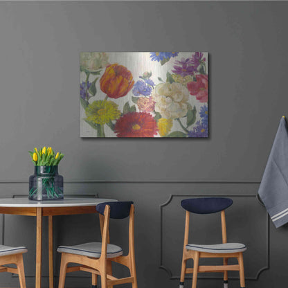 Luxe Metal Art 'Colorful Flowers On White' by Carol Rowan, Metal Wall Art,36x24