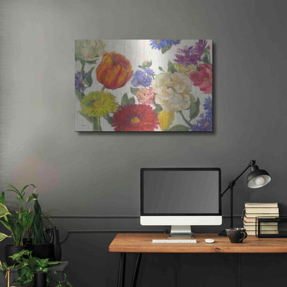 Luxe Metal Art 'Colorful Flowers On White' by Carol Rowan, Metal Wall Art,36x24
