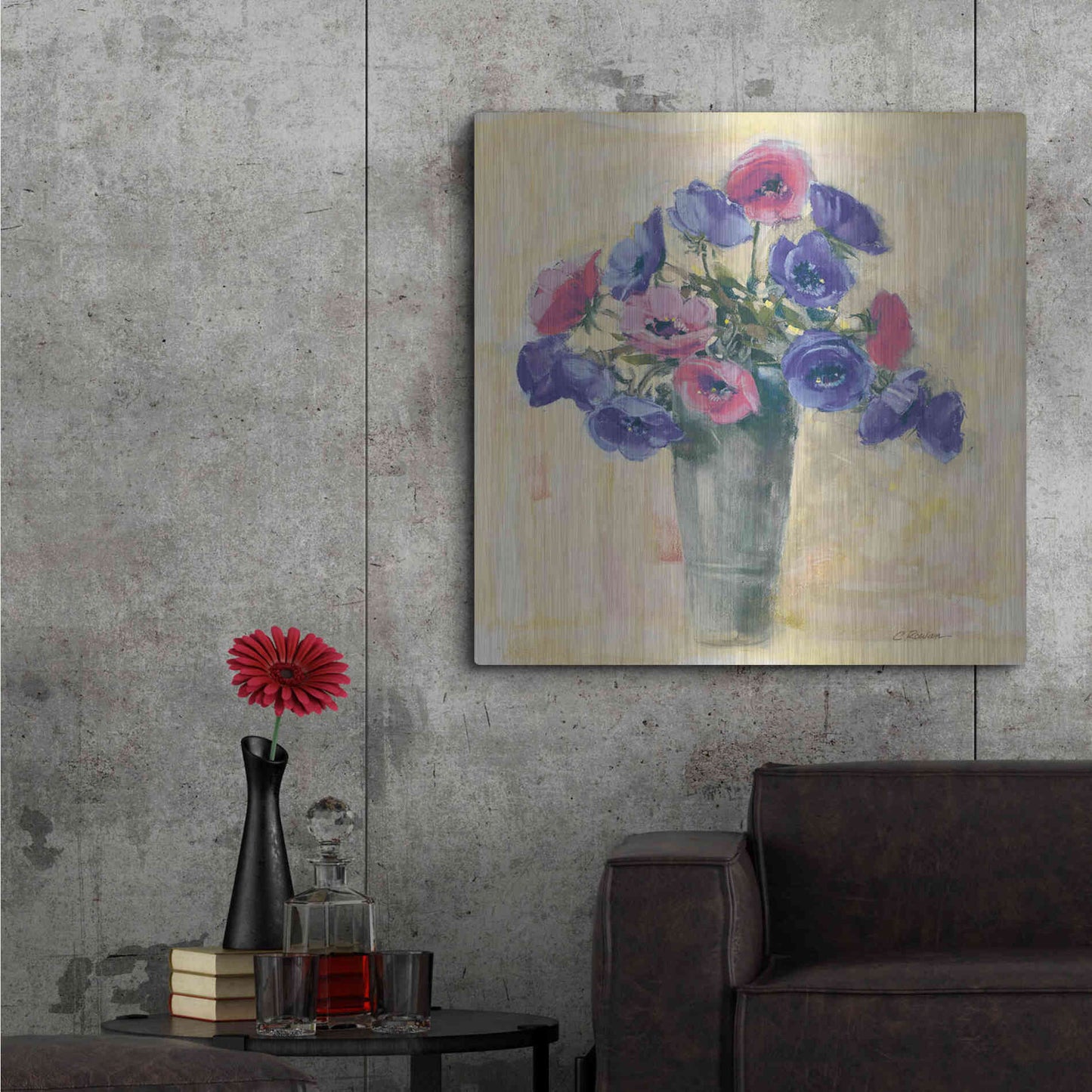 Luxe Metal Art 'Anemones I' by Carol Rowan, Metal Wall Art,36x36