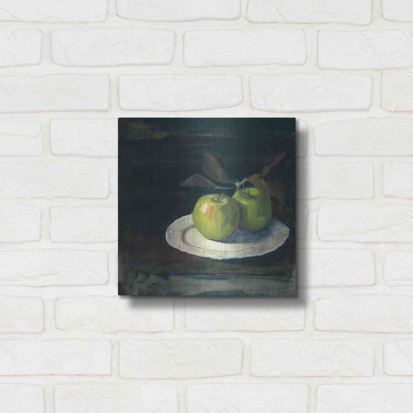 Luxe Metal Art 'Green Apples I No Border' by Carol Rowan, Metal Wall Art,12x12