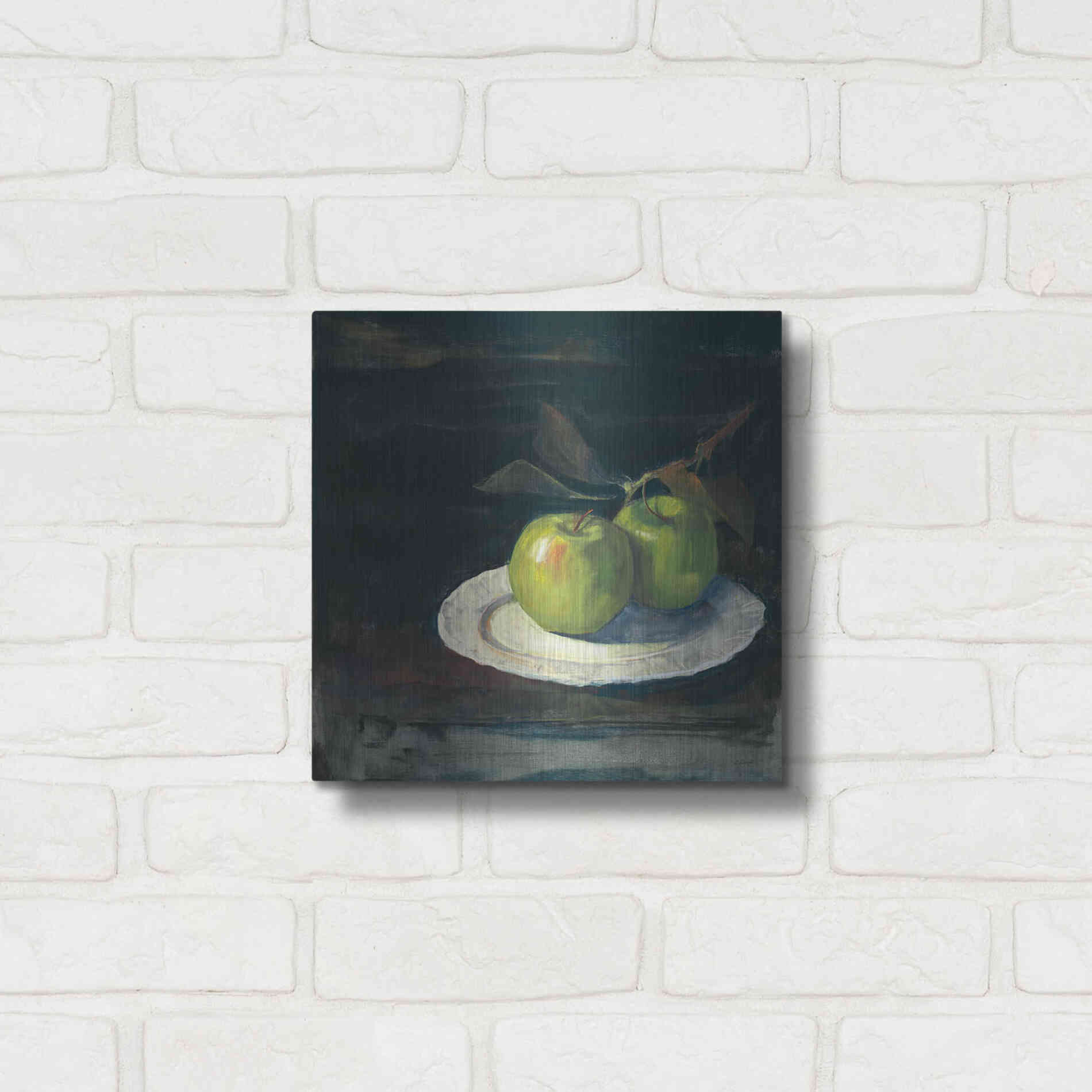 Luxe Metal Art 'Green Apples I No Border' by Carol Rowan, Metal Wall Art,12x12