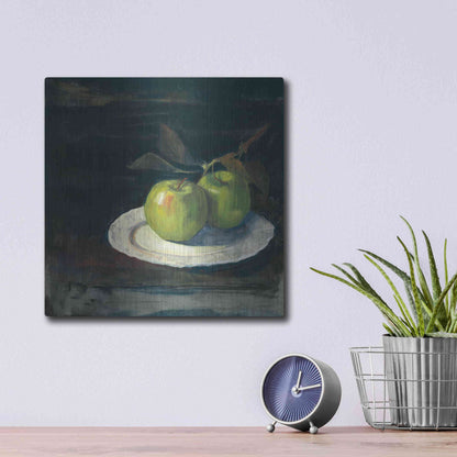 Luxe Metal Art 'Green Apples I No Border' by Carol Rowan, Metal Wall Art,12x12