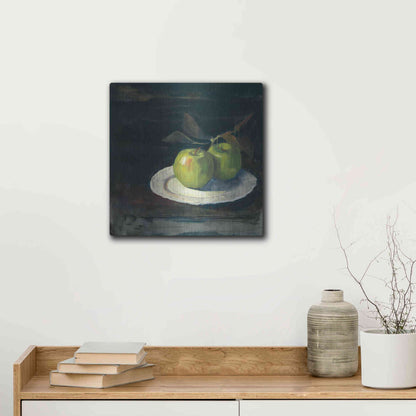 Luxe Metal Art 'Green Apples I No Border' by Carol Rowan, Metal Wall Art,12x12