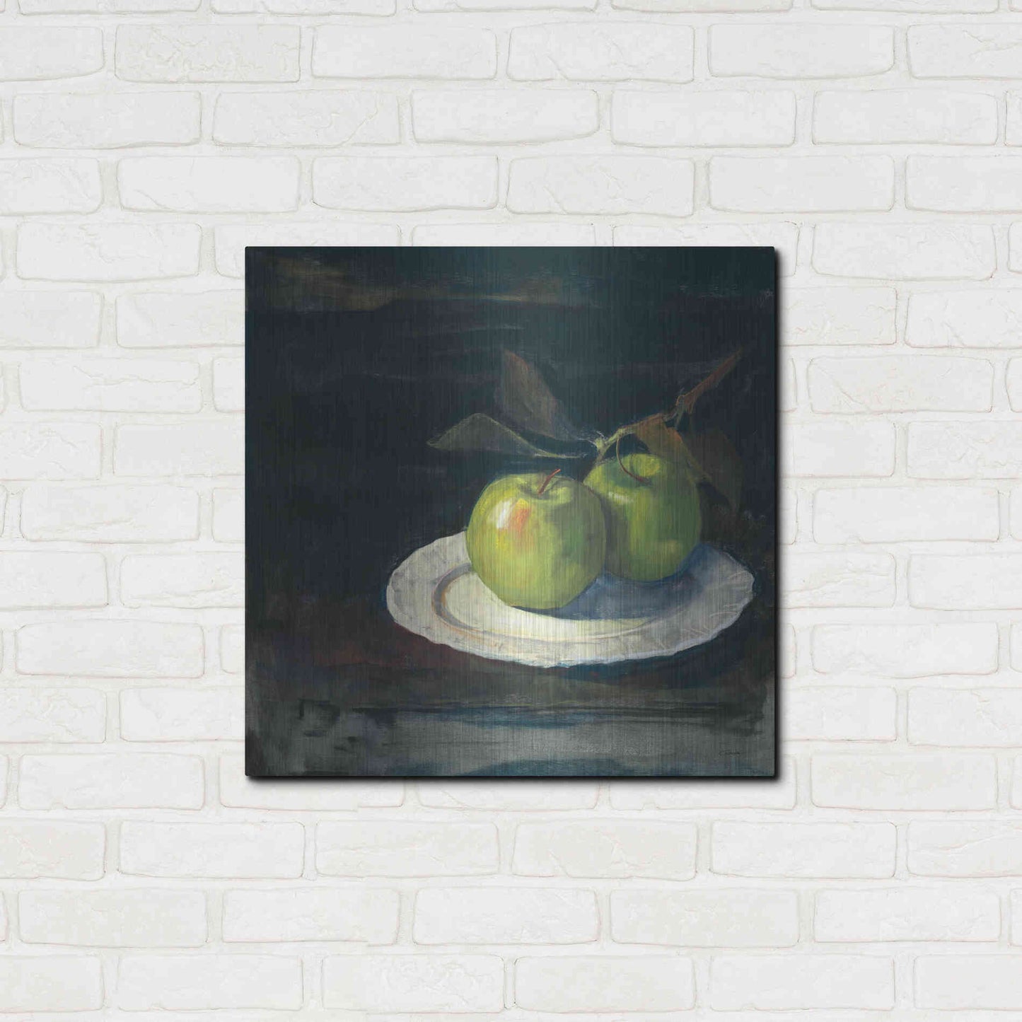 Luxe Metal Art 'Green Apples I No Border' by Carol Rowan, Metal Wall Art,24x24
