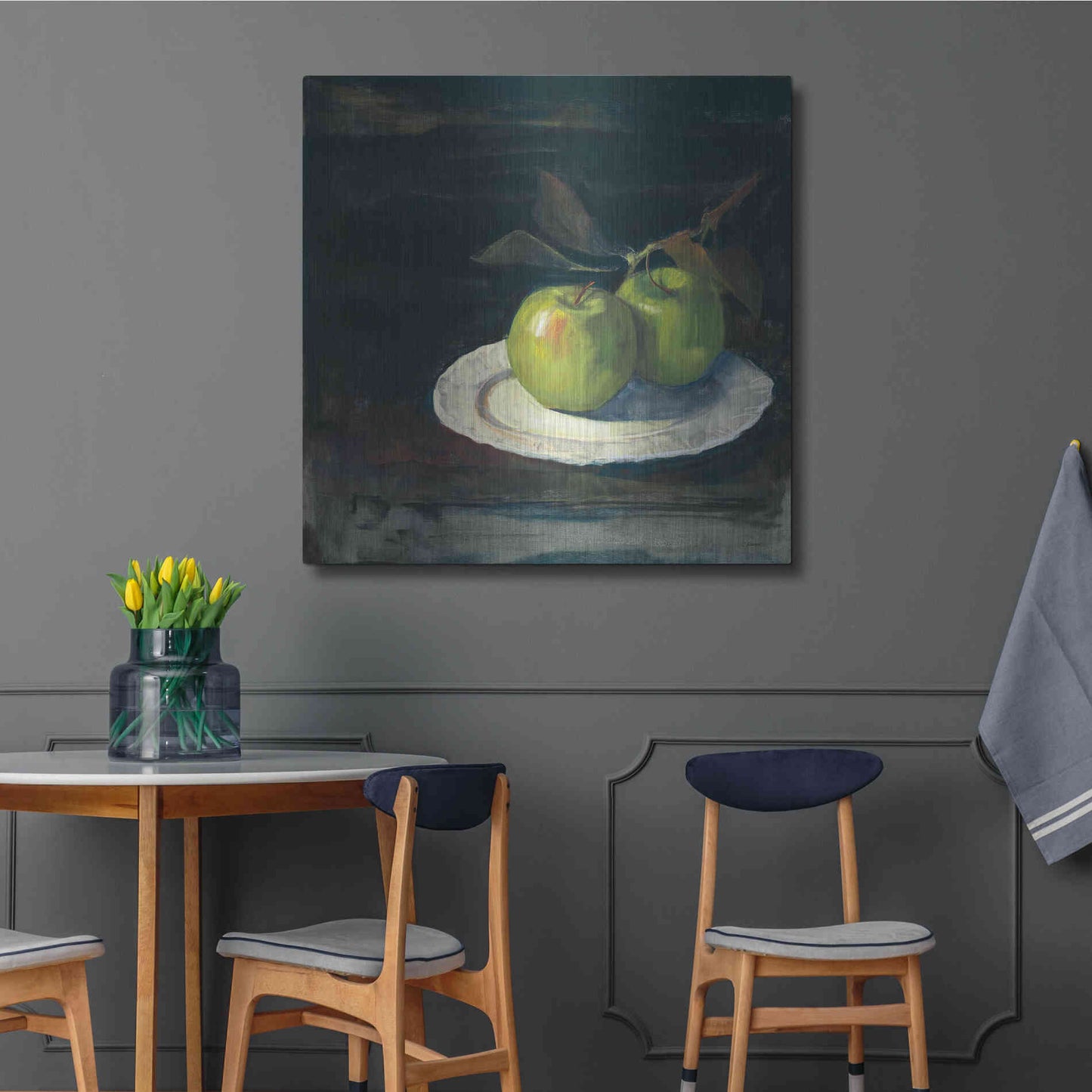 Luxe Metal Art 'Green Apples I No Border' by Carol Rowan, Metal Wall Art,36x36