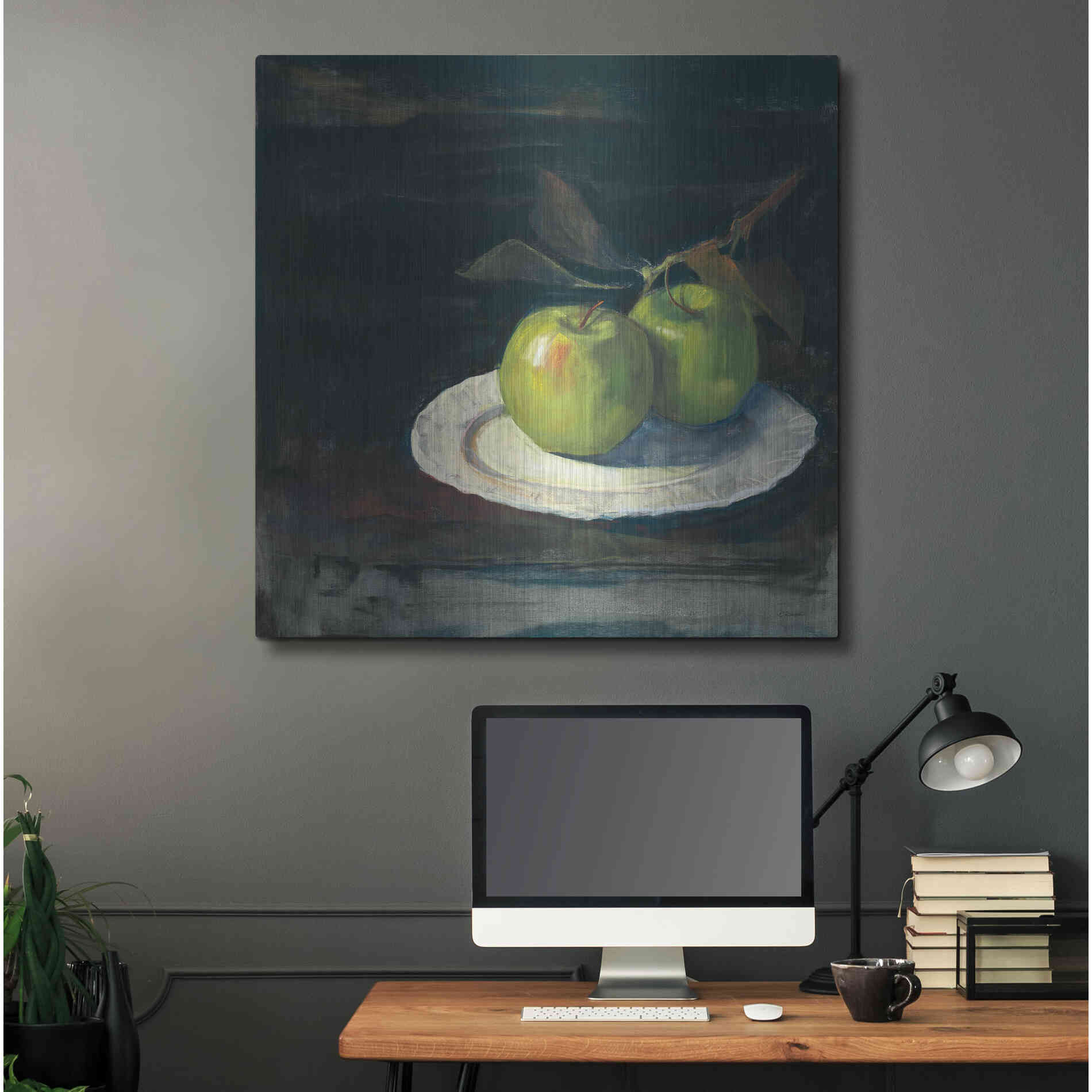 Luxe Metal Art 'Green Apples I No Border' by Carol Rowan, Metal Wall Art,36x36